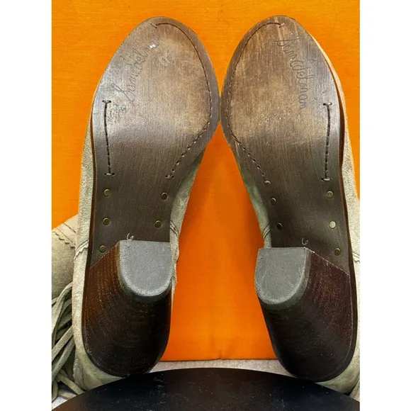 Sam Edelman Louie Fringe Western BOHO Bootie Grey Brown Size 6 M EU 36 PRELOVED
