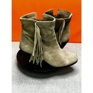 Sam Edelman Louie Fringe Western BOHO Bootie Grey Brown Size 6 M EU 36 PRELOVED
