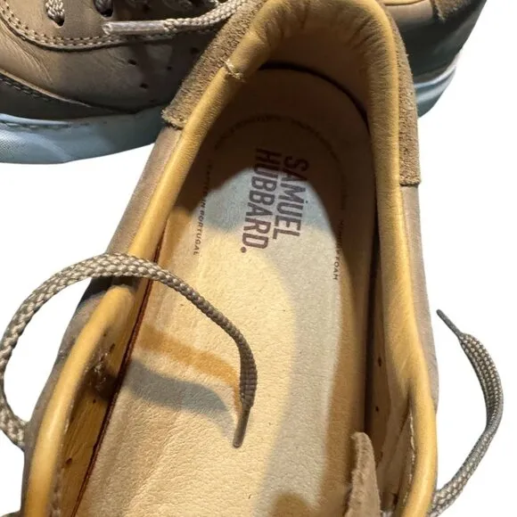 Samuel Hubbard Mens US 7 Leather Casual Sneakers Beige Lace-Up Comfort Shoes Cra