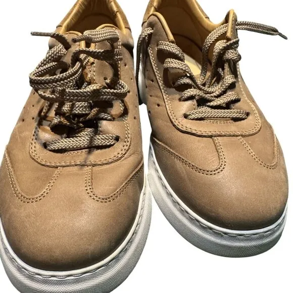 Samuel Hubbard Mens US 7 Leather Casual Sneakers Beige Lace-Up Comfort Shoes Cra