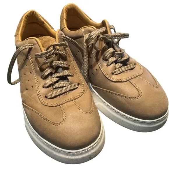Samuel Hubbard Mens US 7 Leather Casual Sneakers Beige Lace-Up Comfort Shoes Cra