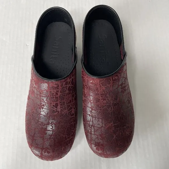 Sanita Professional Clogs Comfort Slip On Working Shoes Crackled Leather US 6 37