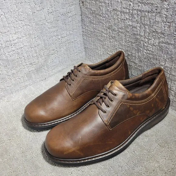 SAS Aden Men's Size 11.5 WW US Brown Leather Comfort Oxford Shoes Made in USA