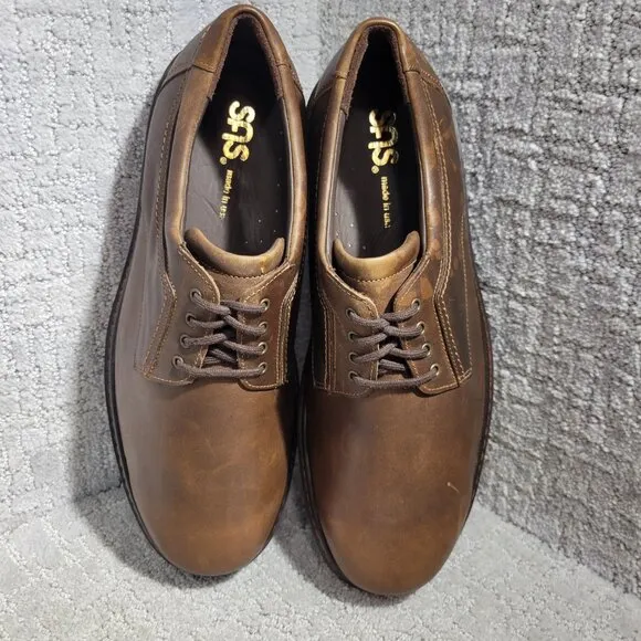 SAS Aden Men's Size 11.5 WW US Brown Leather Comfort Oxford Shoes Made in USA