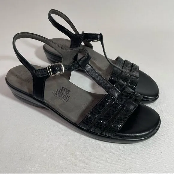SAS Capri T-Strap Sandal Black snake size 9.5-10.5 Wide?