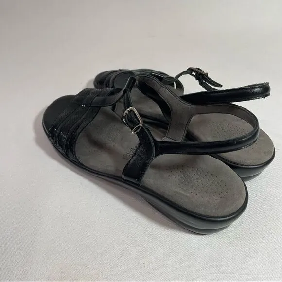 SAS Capri T-Strap Sandal Black snake size 9.5-10.5 Wide?