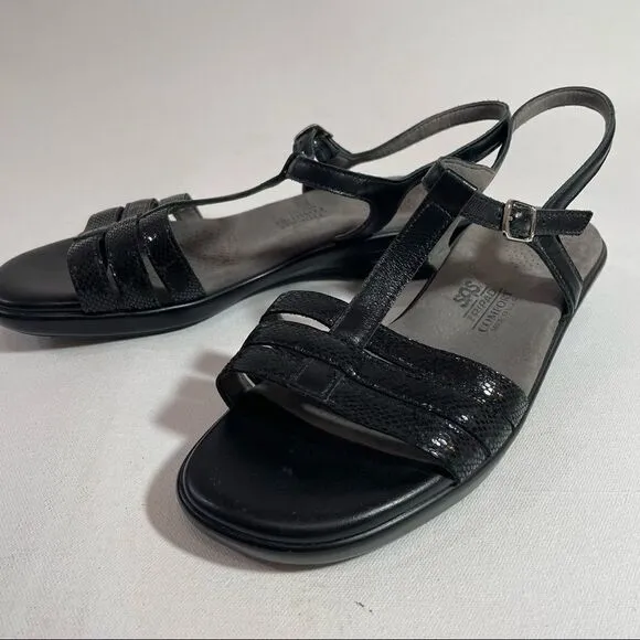 SAS Capri T-Strap Sandal Black snake size 9.5-10.5 Wide?