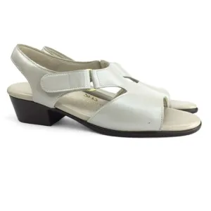 SAS Suntimer Sandal Women 7.5 Tripad Comfort Shoes Leather Block Heel Pearl Bone