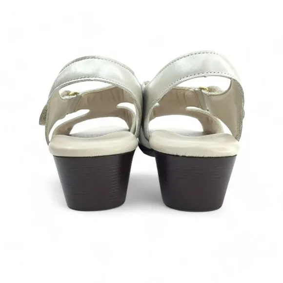 SAS Suntimer Sandal Women 7.5 Tripad Comfort Shoes Leather Block Heel Pearl Bone