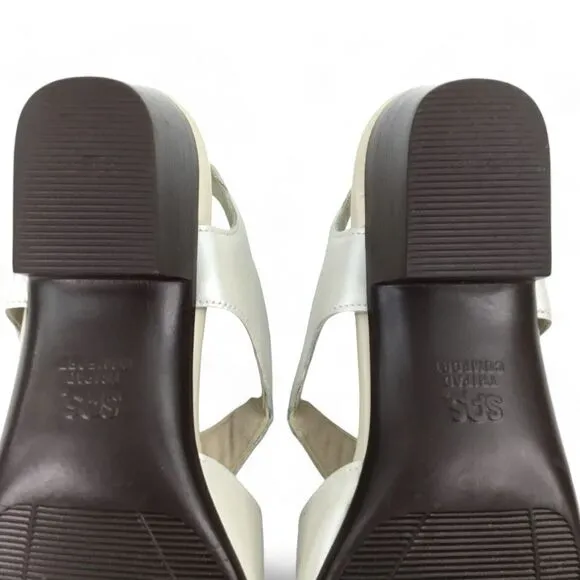SAS Suntimer Sandal Women 7.5 Tripad Comfort Shoes Leather Block Heel Pearl Bone