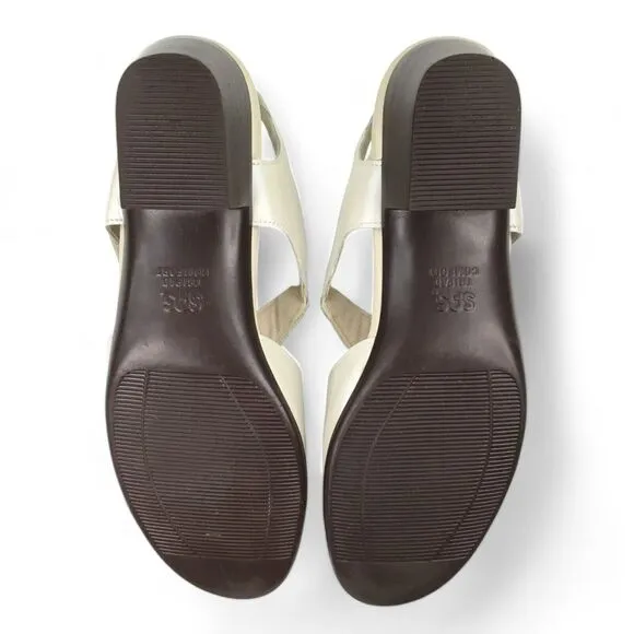 SAS Suntimer Sandal Women 7.5 Tripad Comfort Shoes Leather Block Heel Pearl Bone
