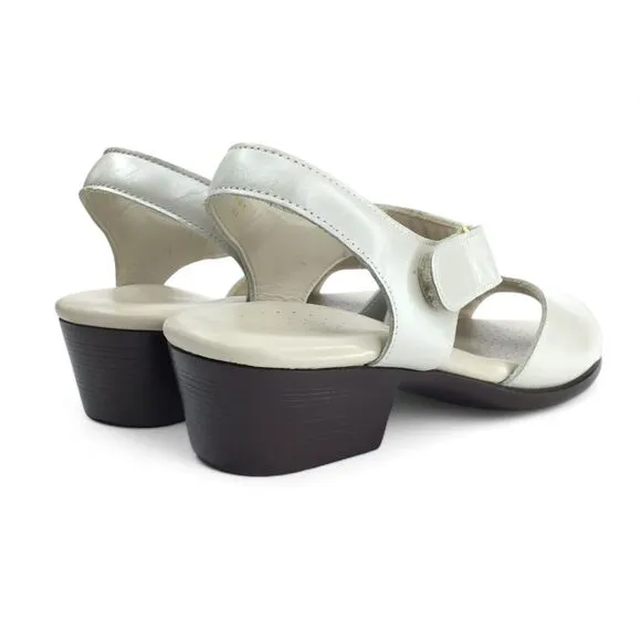 SAS Suntimer Sandal Women 7.5 Tripad Comfort Shoes Leather Block Heel Pearl Bone