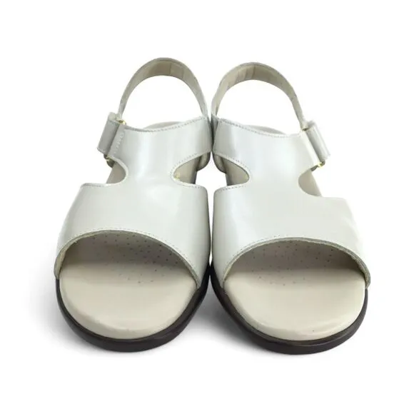 SAS Suntimer Sandal Women 7.5 Tripad Comfort Shoes Leather Block Heel Pearl Bone