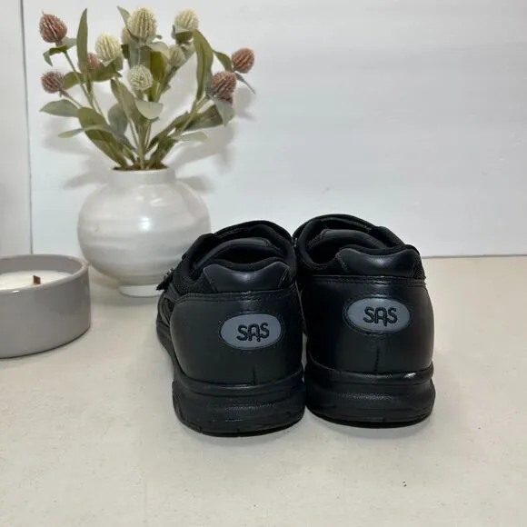 SAS Tour Mesh Hook &amp; Loop Walking Shoes Sneakers Black Women 9.5 Wide NWOB