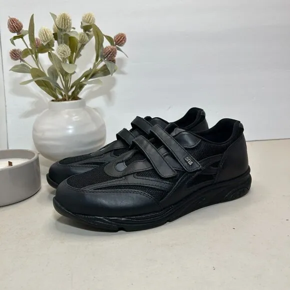 SAS Tour Mesh Hook &amp; Loop Walking Shoes Sneakers Black Women 9.5 Wide NWOB