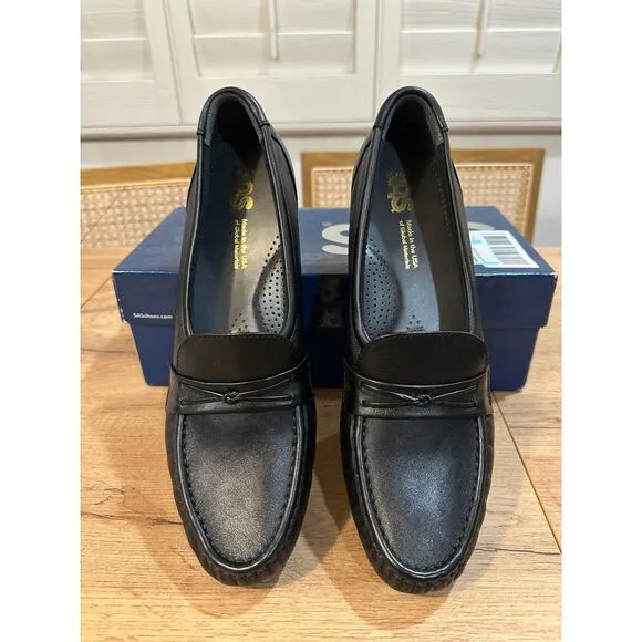 SAS Women's Easier Slip On Loafer Black Leather Size 10 Slim NIB Moccasin Comfy