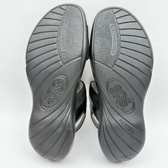 SAS Womens Nudu Sandals US 7 Wide Midnight Black Adjustable Comfort Shoes NWOB