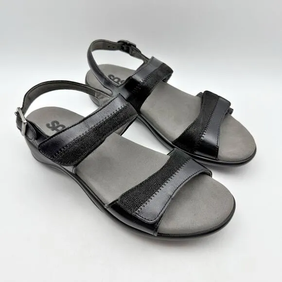 SAS Womens Nudu Sandals US 7 Wide Midnight Black Adjustable Comfort Shoes NWOB