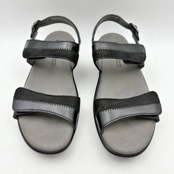 SAS Womens Nudu Sandals US 7 Wide Midnight Black Adjustable Comfort Shoes NWOB