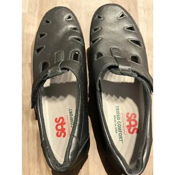 SAS Women's Roamer Black Leather Mary Jane Shoes 9.5M Comfort USA