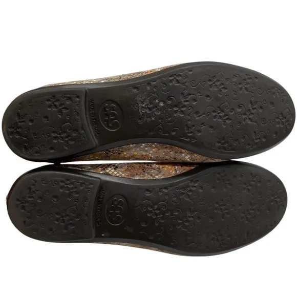 SAS Womens Shoes Scenic Ballet Flats Sz 7.5 Medium Multisnake Taupe Leather Chic