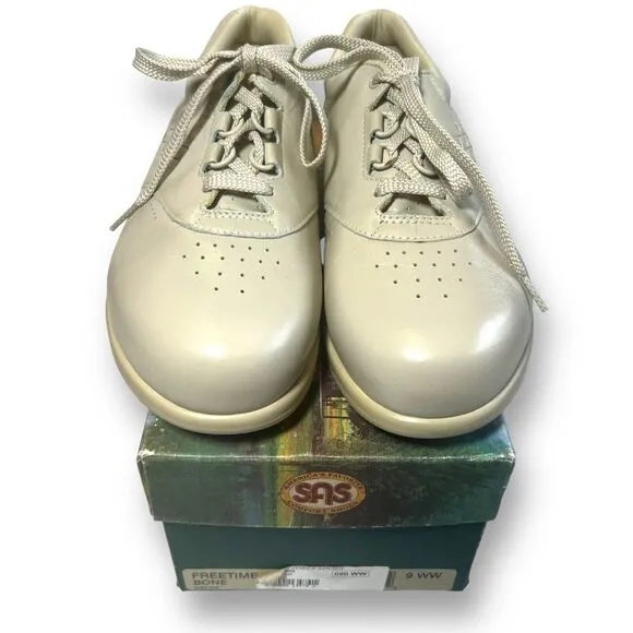 SAS Womens Size 8 WW Double Wide Shoes Free Time Bone Leather Free Ship New