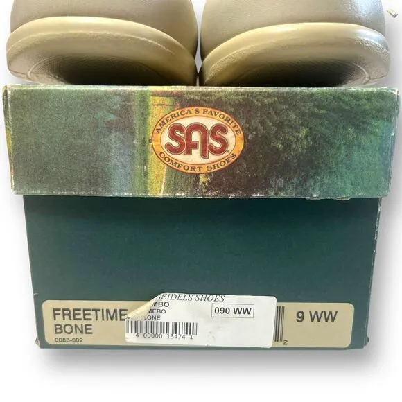SAS Womens Size 8 WW Double Wide Shoes Free Time Bone Leather Free Ship New