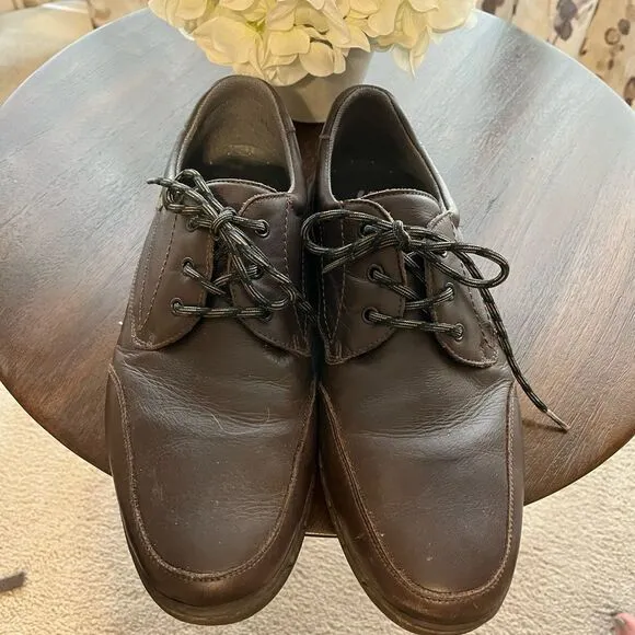 SAS Mens Brown Leather Onefoot Comfort Shoes sz 11-1/2 or 46 EUC