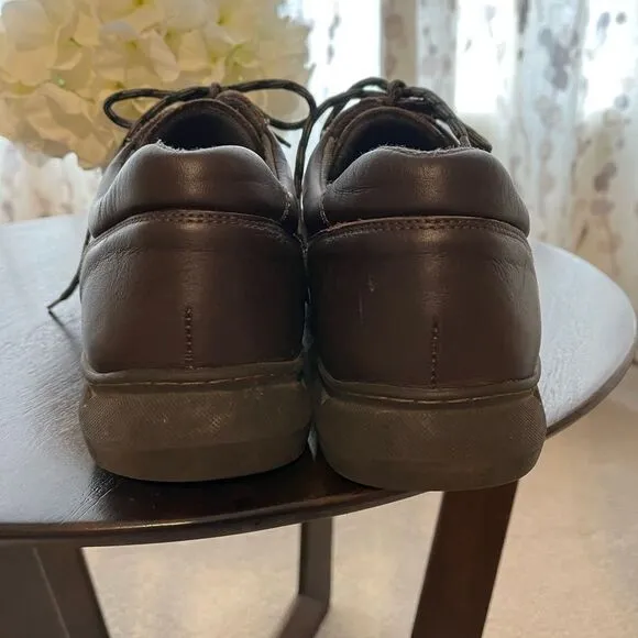 SAS Mens Brown Leather Onefoot Comfort Shoes sz 11-1/2 or 46 EUC