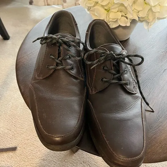 SAS Mens Brown Leather Onefoot Comfort Shoes sz 11-1/2 or 46 EUC