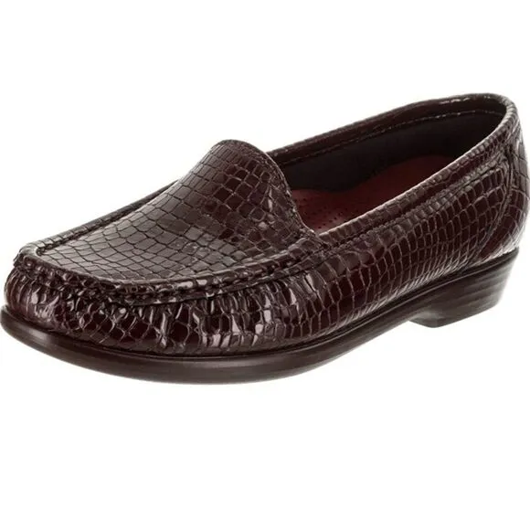 SAS Simplify Brown Croc Embossed Shoes Size 11.5W B12B