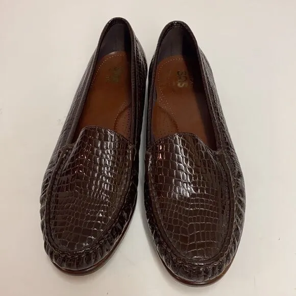 SAS Simplify Brown Croc Embossed Shoes Size 11.5W B12B