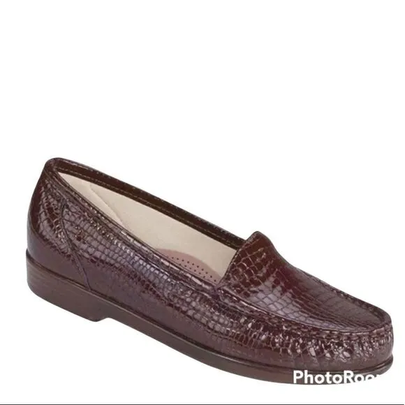 SAS Simplify Brown Croc Embossed Shoes Size 11.5W B12B