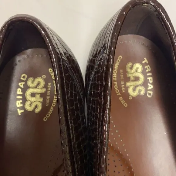 SAS Simplify Brown Croc Embossed Shoes Size 11.5W B12B