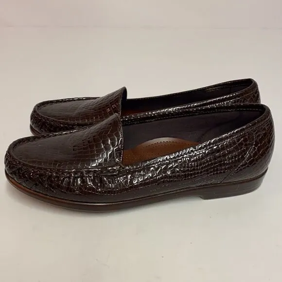 SAS Simplify Brown Croc Embossed Shoes Size 11.5W B12B