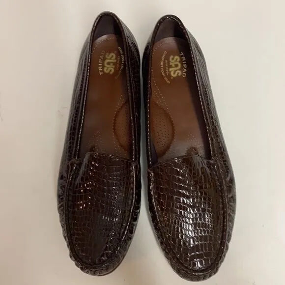 SAS Simplify Brown Croc Embossed Shoes Size 11.5W B12B