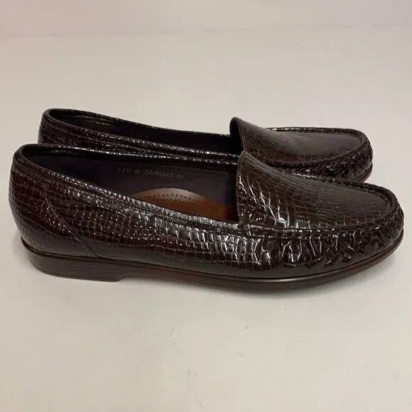 SAS Simplify Brown Croc Embossed Shoes Size 11.5W B12B