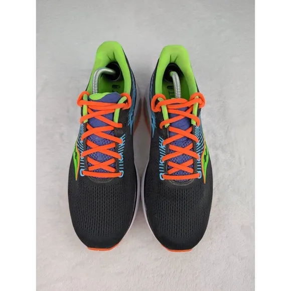 Saucony Guide 14 Running Shoes Mens sz 11.5 Black Neon Yellow Orange Athletic