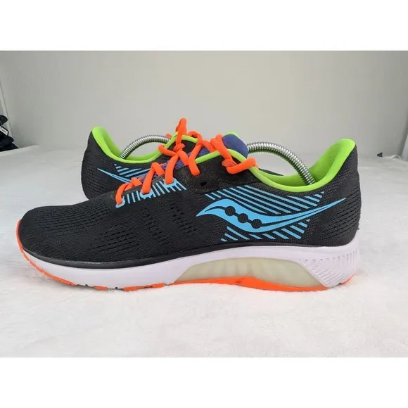 Saucony Guide 14 Running Shoes Mens sz 11.5 Black Neon Yellow Orange Athletic