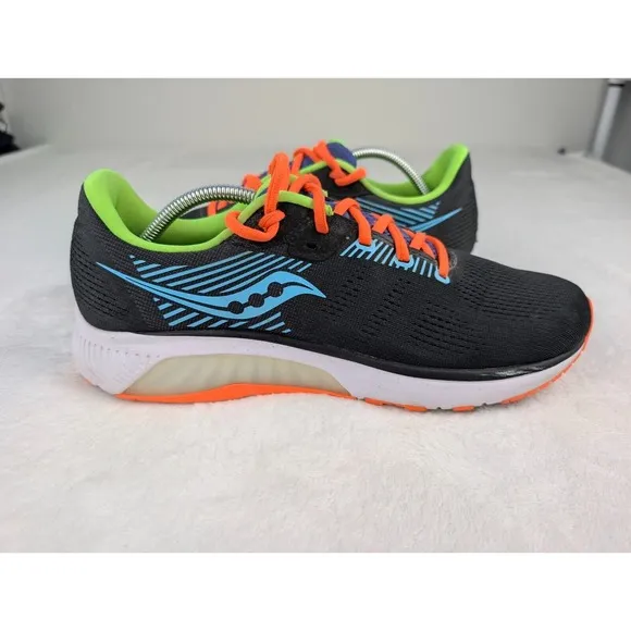 Saucony Guide 14 Running Shoes Mens sz 11.5 Black Neon Yellow Orange Athletic