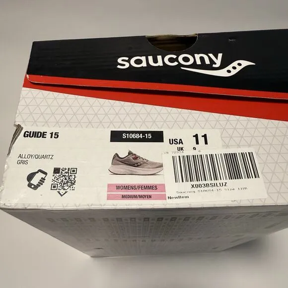 Saucony Guide 15 Women’s Running Shoes Size 11 Alloy Quartz Gray &amp; Pink