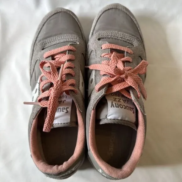 Saucony Jazz Low Pro Womens Athletic Shoes Sneakers Size 7 Gray Pink White EUC