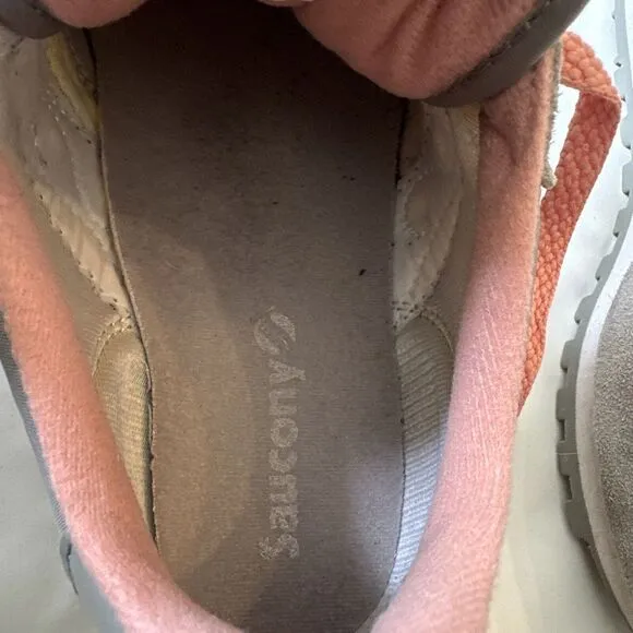 Saucony Jazz Low Pro Womens Athletic Shoes Sneakers Size 7 Gray Pink White EUC
