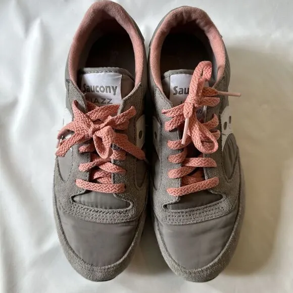 Saucony Jazz Low Pro Womens Athletic Shoes Sneakers Size 7 Gray Pink White EUC