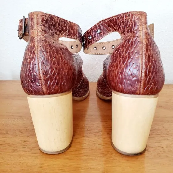 Schuler Sons Philadelphia Nalia Heels Brown Leather Chunky SZ 8.5 Anthropologie
