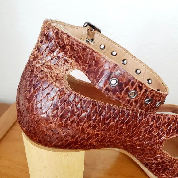 Schuler Sons Philadelphia Nalia Heels Brown Leather Chunky SZ 8.5 Anthropologie