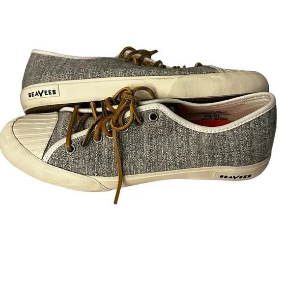 SeaVees x Todd Snyder Army Issue Low Top Sneaker in Grey Jersey. Men’s size 8