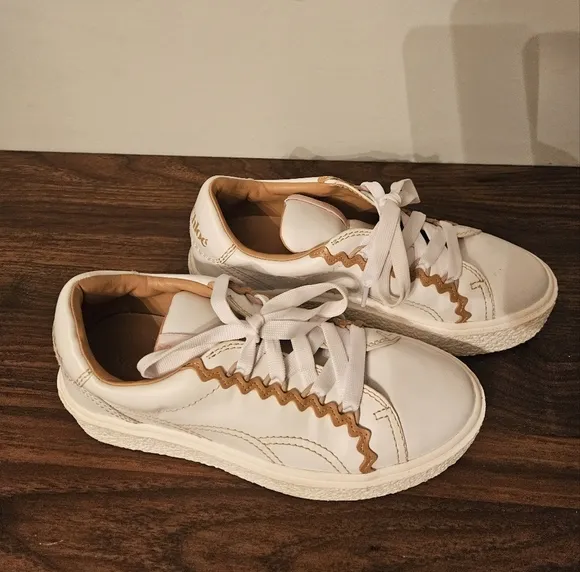 See By Chloe Sevy Shoes Womens 36, White Leather Low Top Sneakers Sevy Calfskin