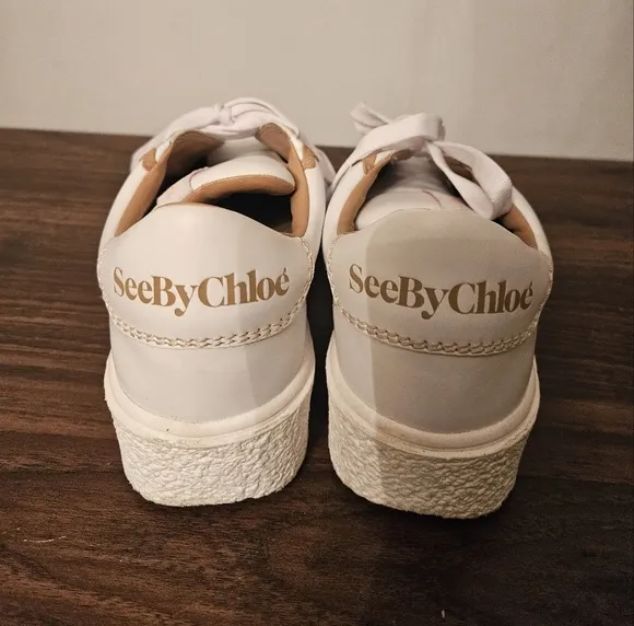 See By Chloe Sevy Shoes Womens 36, White Leather Low Top Sneakers Sevy Calfskin