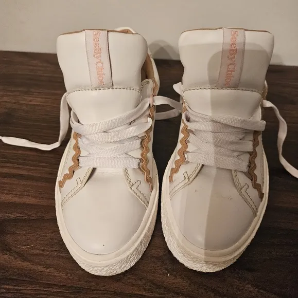 See By Chloe Sevy Shoes Womens 36, White Leather Low Top Sneakers Sevy Calfskin